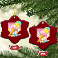 Softball Drip Ceramic Ornament Cute Softball Girls Ice Cream Drip Game Day