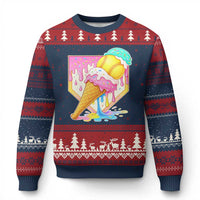 Softball Drip Ugly Christmas Sweater Cute Softball Girls Ice Cream Drip Game Day