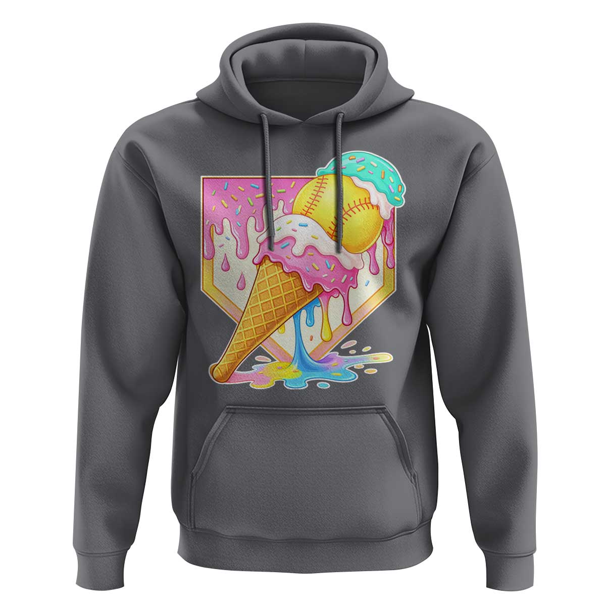 Softball Drip Hoodie Cute Softball Girls Ice Cream Drip Game Day