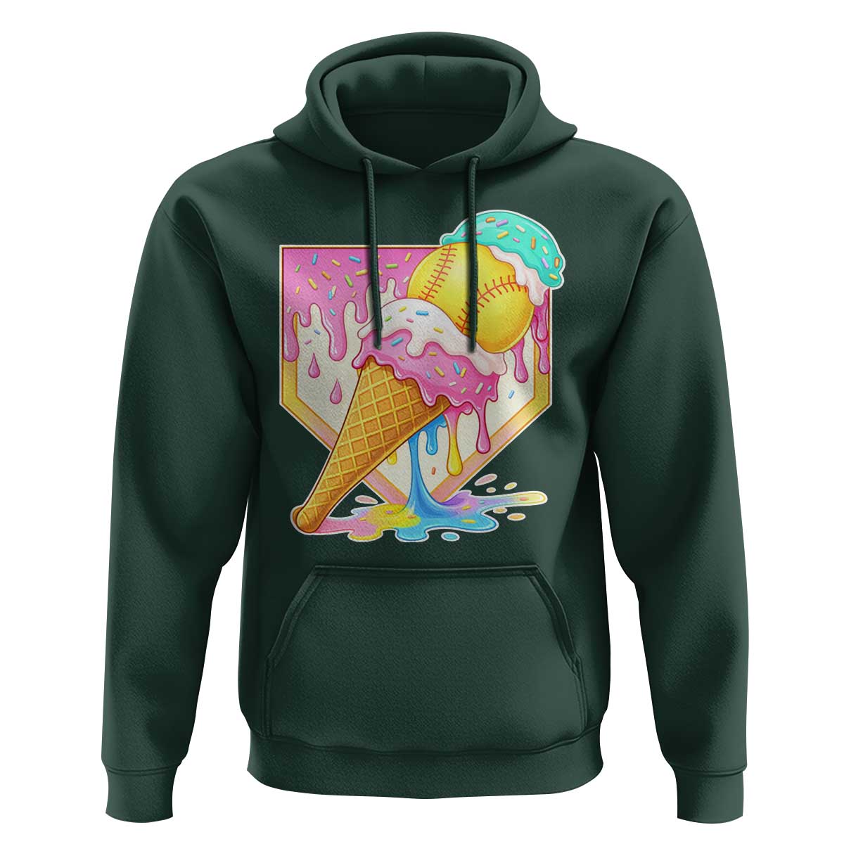 Softball Drip Hoodie Cute Softball Girls Ice Cream Drip Game Day