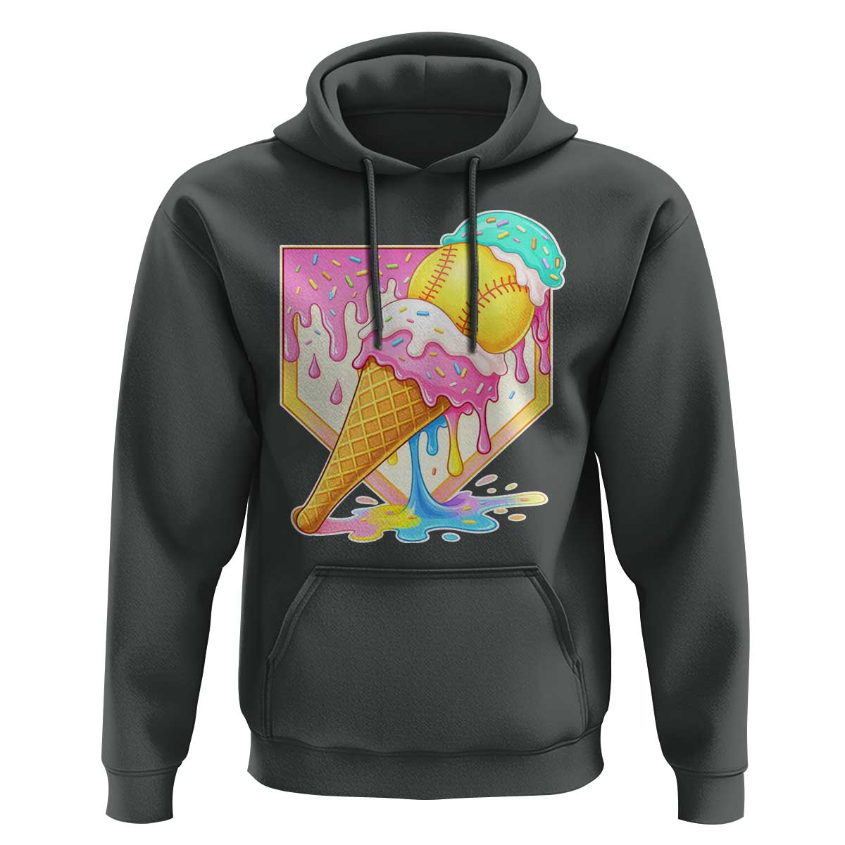 Softball Drip Hoodie Cute Softball Girls Ice Cream Drip Game Day