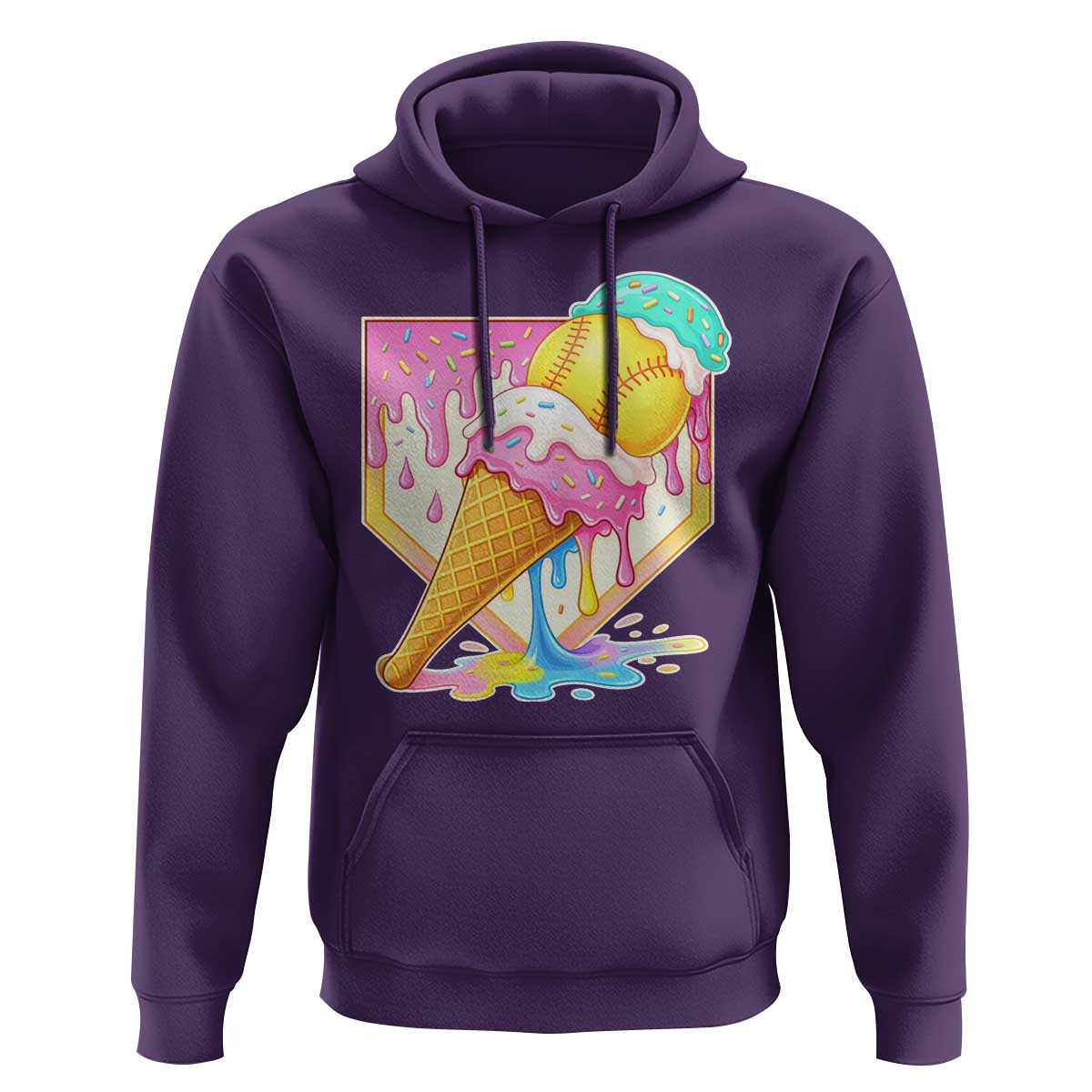 Softball Drip Hoodie Cute Softball Girls Ice Cream Drip Game Day