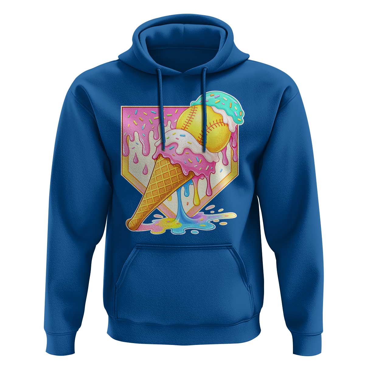 Softball Drip Hoodie Cute Softball Girls Ice Cream Drip Game Day