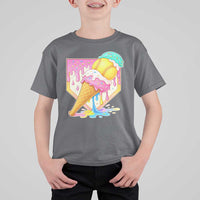 Softball Drip T Shirt For Kid Cute Softball Girls Ice Cream Drip Game Day