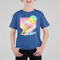 Softball Drip T Shirt For Kid Cute Softball Girls Ice Cream Drip Game Day