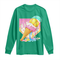 Softball Drip Long Sleeve Shirt Cute Softball Girls Ice Cream Drip Game Day