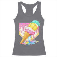Softball Drip Racerback Tank Top Cute Softball Girls Ice Cream Drip Game Day
