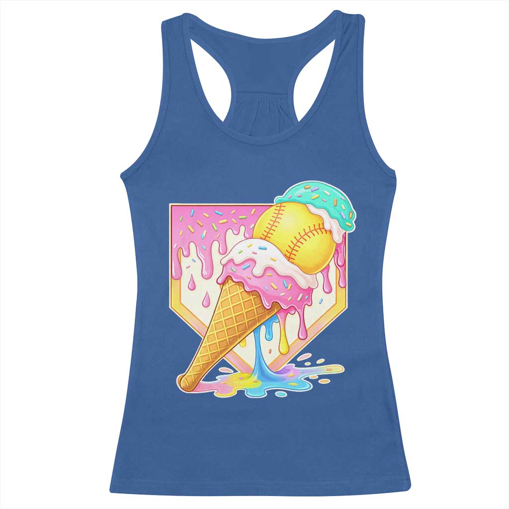 Softball Drip Racerback Tank Top Cute Softball Girls Ice Cream Drip Game Day
