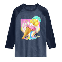 Softball Drip Raglan Shirt Cute Softball Girls Ice Cream Drip Game Day