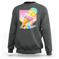 Softball Drip Sweatshirt Cute Softball Girls Ice Cream Drip Game Day