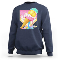 Softball Drip Sweatshirt Cute Softball Girls Ice Cream Drip Game Day