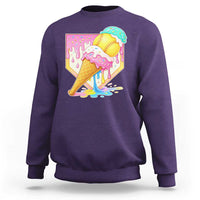 Softball Drip Sweatshirt Cute Softball Girls Ice Cream Drip Game Day