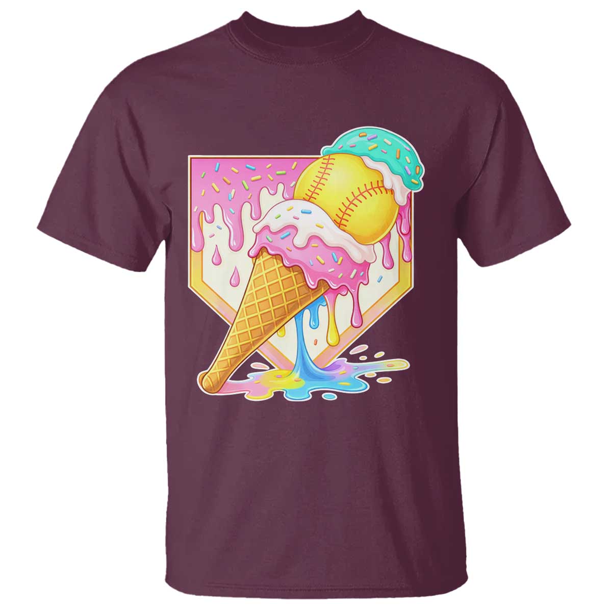 Softball Drip T Shirt Cute Softball Girls Ice Cream Drip Game Day