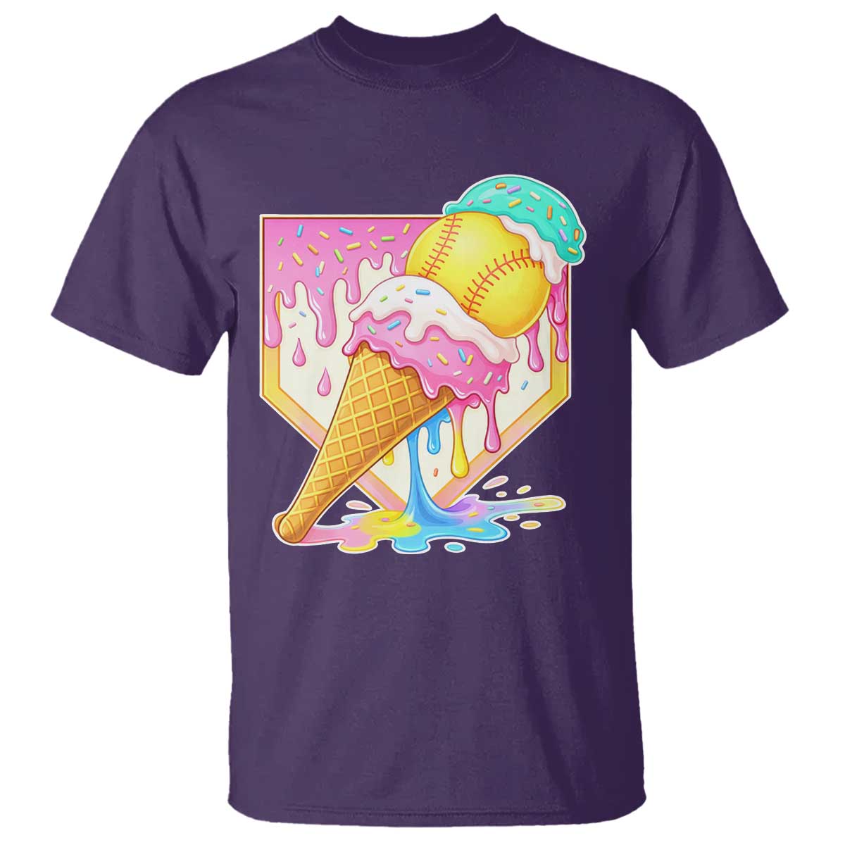 Softball Drip T Shirt Cute Softball Girls Ice Cream Drip Game Day