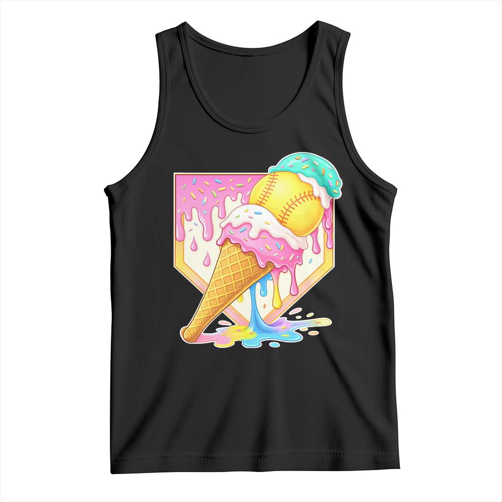 Softball Drip Tank Top Cute Softball Girls Ice Cream Drip Game Day