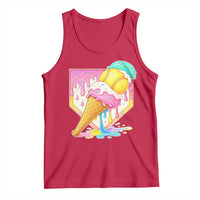 Softball Drip Tank Top Cute Softball Girls Ice Cream Drip Game Day