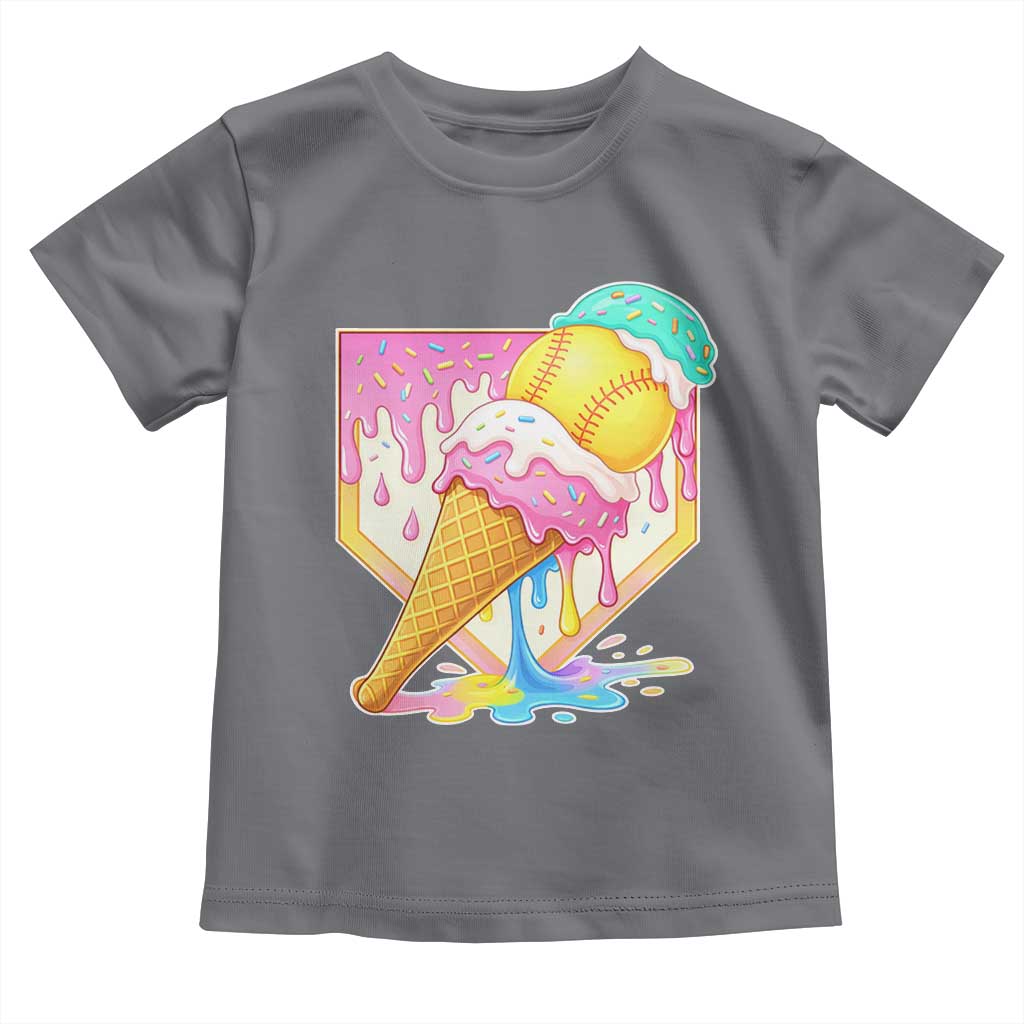 Softball Drip Toddler T Shirt Cute Softball Girls Ice Cream Drip Game Day