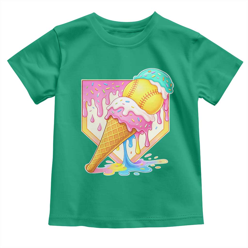 Softball Drip Toddler T Shirt Cute Softball Girls Ice Cream Drip Game Day