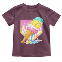 Softball Drip Toddler T Shirt Cute Softball Girls Ice Cream Drip Game Day