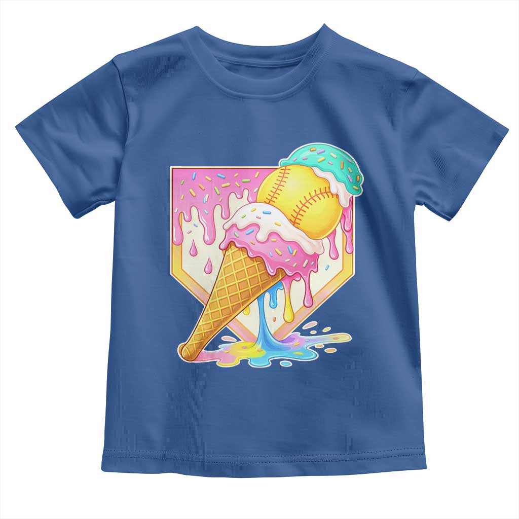 Softball Drip Toddler T Shirt Cute Softball Girls Ice Cream Drip Game Day