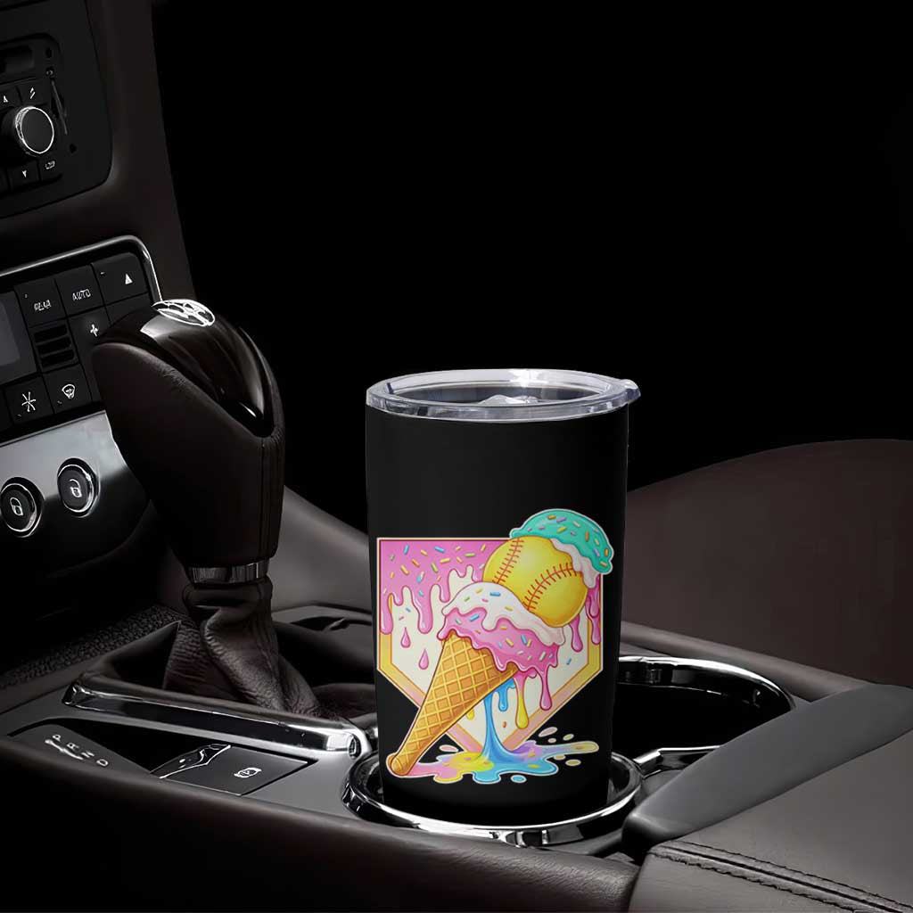 Softball Drip Tumbler Cup Cute Softball Girls Ice Cream Drip Game Day