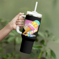 Softball Drip Tumbler With Handle Cute Softball Girls Ice Cream Drip Game Day