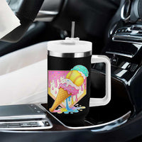 Softball Drip Tumbler With Handle Cute Softball Girls Ice Cream Drip Game Day