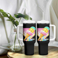 Softball Drip Tumbler With Handle Cute Softball Girls Ice Cream Drip Game Day