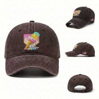 Softball Drip Washed Cotton Baseball Cap Cute Softball Girls Ice Cream Drip Game Day