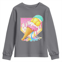 Softball Drip Youth Sweatshirt Cute Softball Girls Ice Cream Drip Game Day
