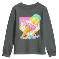 Softball Drip Youth Sweatshirt Cute Softball Girls Ice Cream Drip Game Day