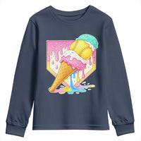 Softball Drip Youth Sweatshirt Cute Softball Girls Ice Cream Drip Game Day