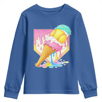 Softball Drip Youth Sweatshirt Cute Softball Girls Ice Cream Drip Game Day