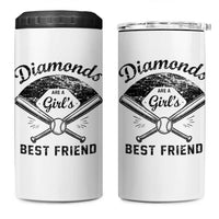 Softball Mom Gift 4 in 1 Can Cooler Tumbler Diamonds Are A Girls Best Friend