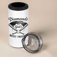 Softball Mom Gift 4 in 1 Can Cooler Tumbler Diamonds Are A Girls Best Friend