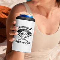 Softball Mom Gift 4 in 1 Can Cooler Tumbler Diamonds Are A Girls Best Friend