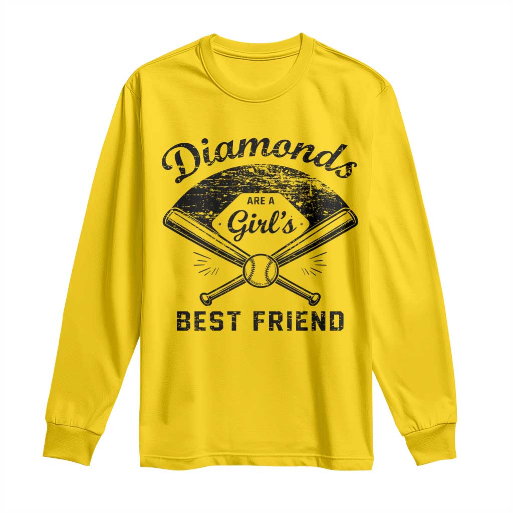 Softball Mom Gift Long Sleeve Shirt Diamonds Are A Girls Best Friend