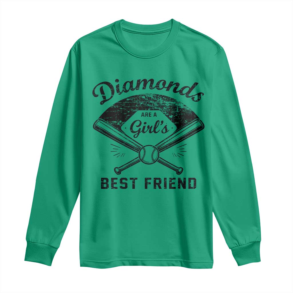 Softball Mom Gift Long Sleeve Shirt Diamonds Are A Girls Best Friend