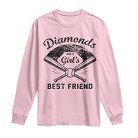 Softball Mom Gift Long Sleeve Shirt Diamonds Are A Girls Best Friend