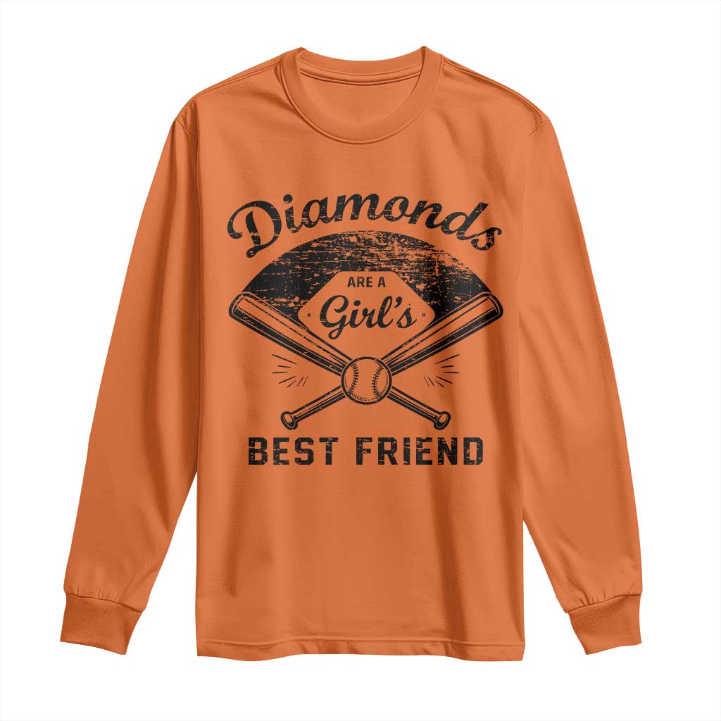 Softball Mom Gift Long Sleeve Shirt Diamonds Are A Girls Best Friend