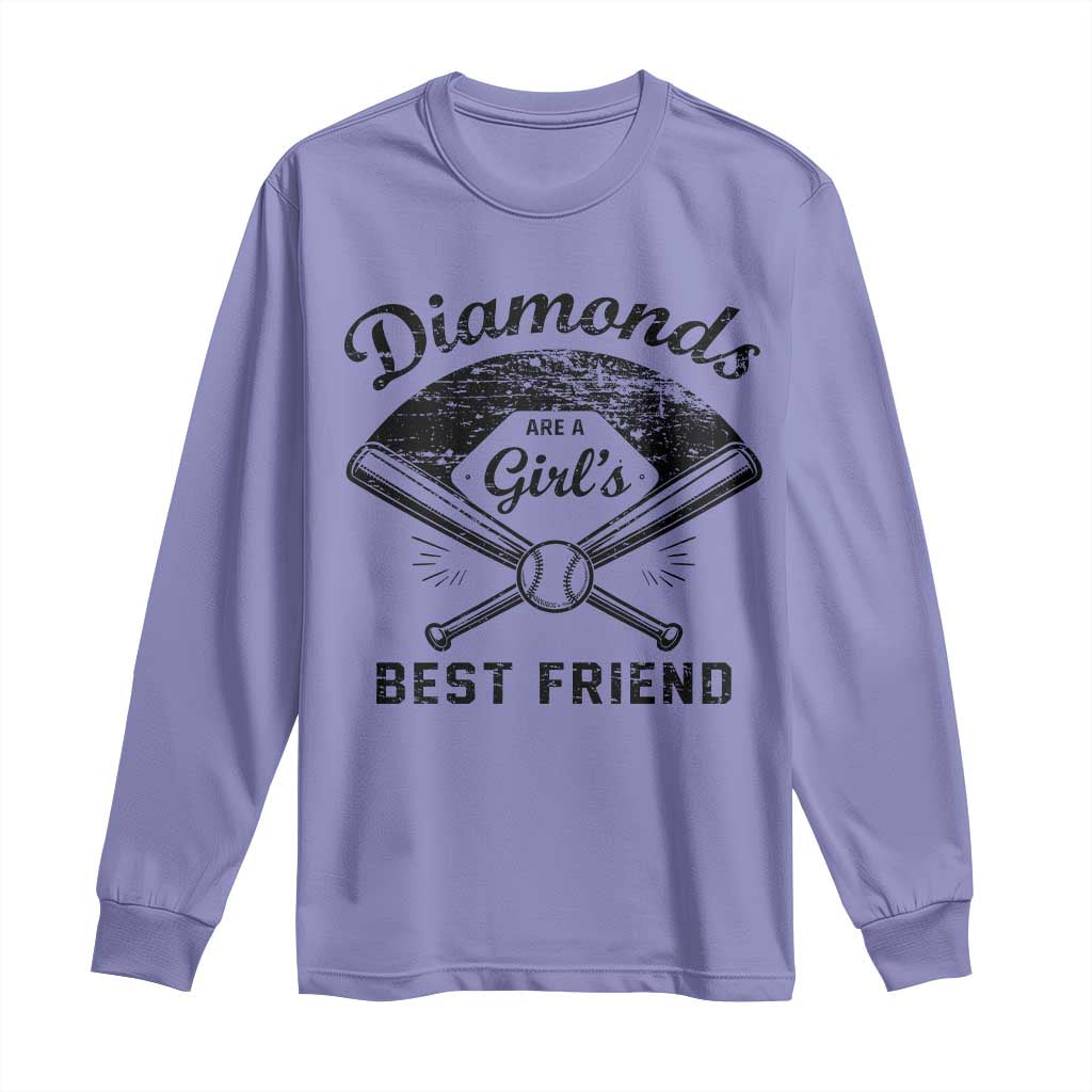 Softball Mom Gift Long Sleeve Shirt Diamonds Are A Girls Best Friend
