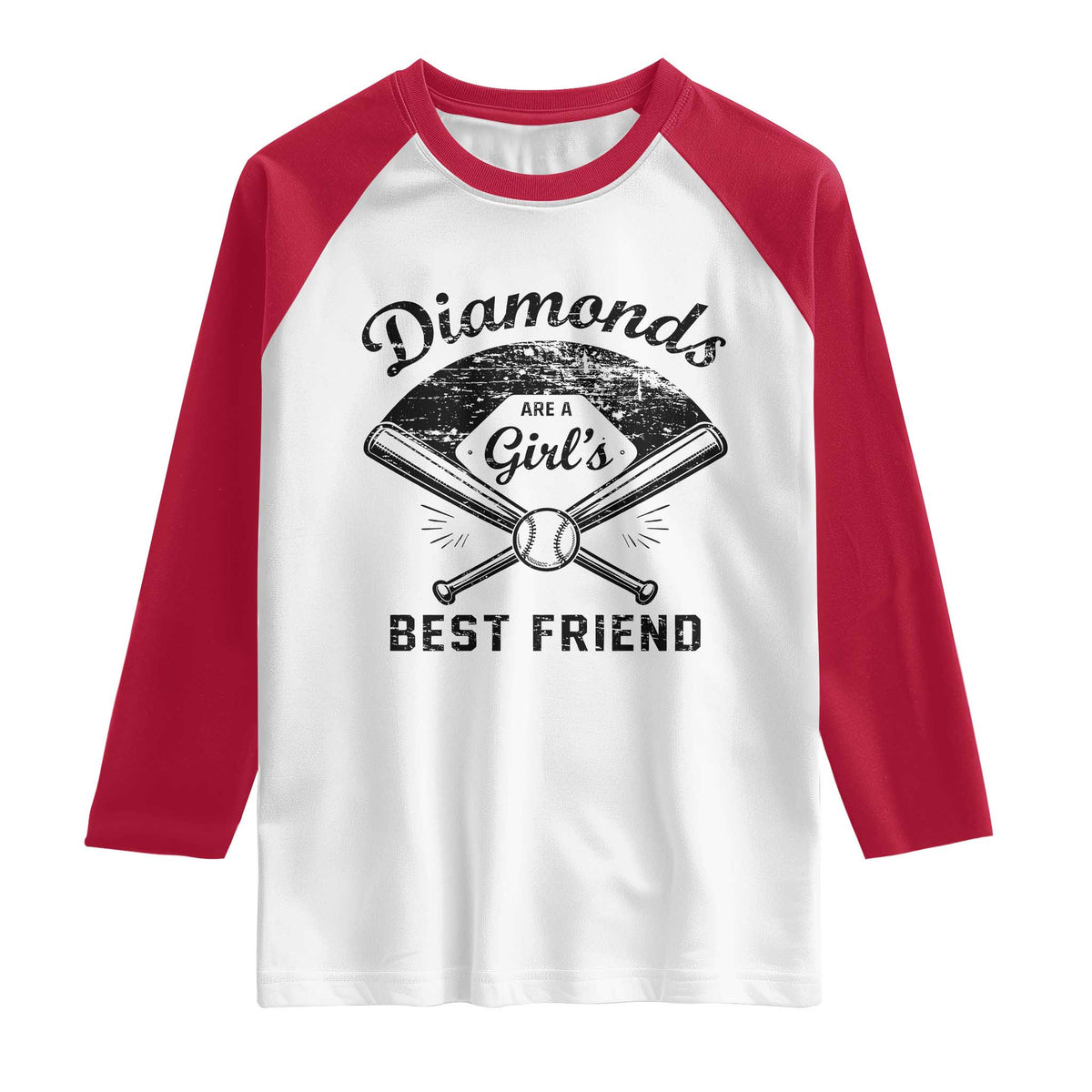 Softball Mom Gift Raglan Shirt Diamonds Are A Girls Best Friend