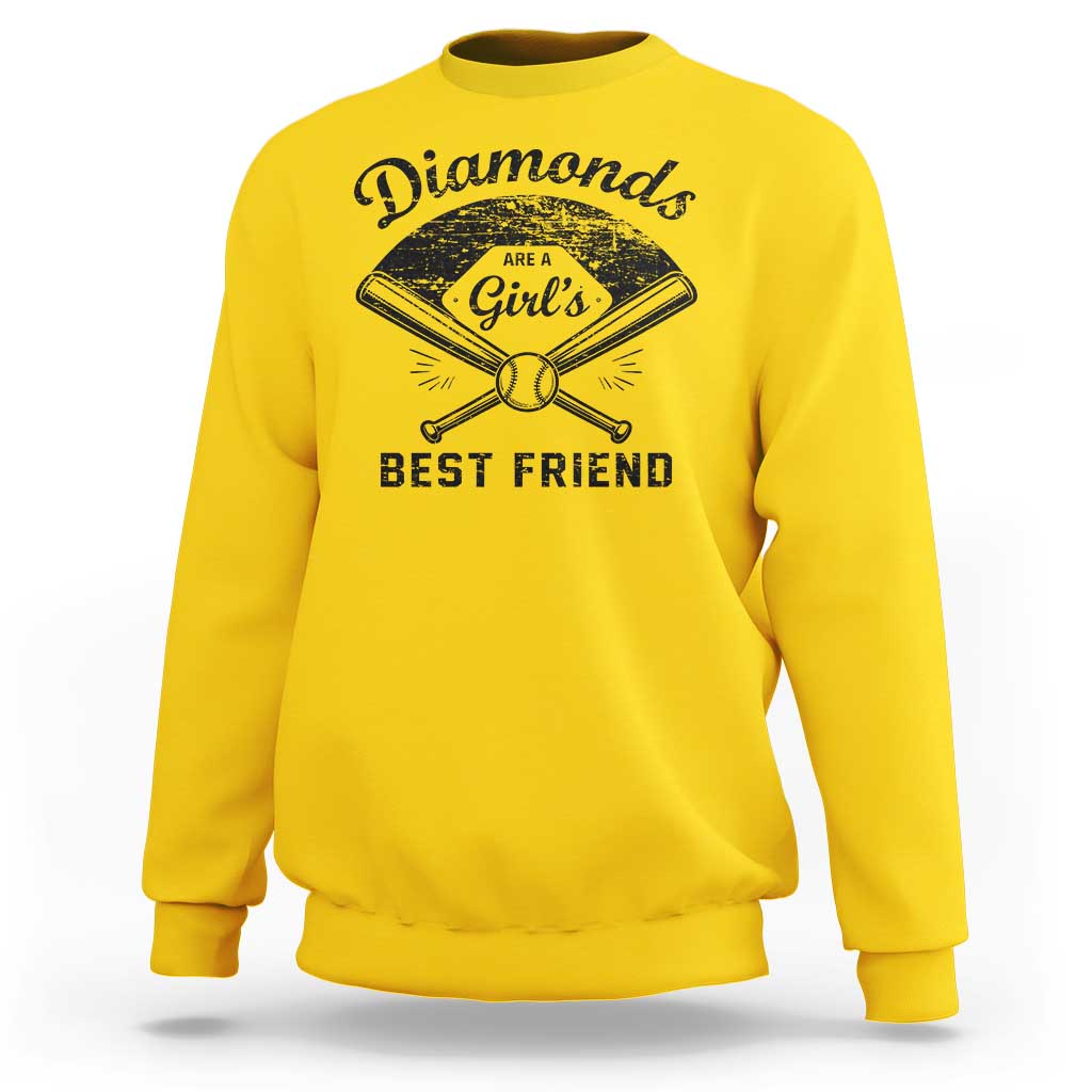 Softball Mom Gift Sweatshirt Diamonds Are A Girls Best Friend