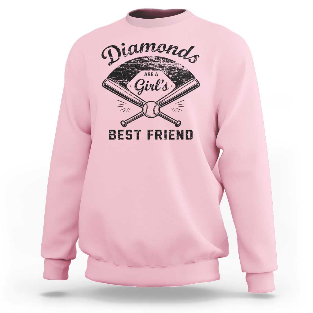 Softball Mom Gift Sweatshirt Diamonds Are A Girls Best Friend