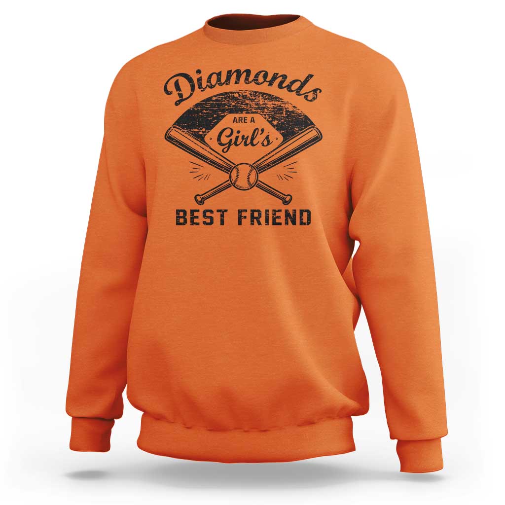 Softball Mom Gift Sweatshirt Diamonds Are A Girls Best Friend