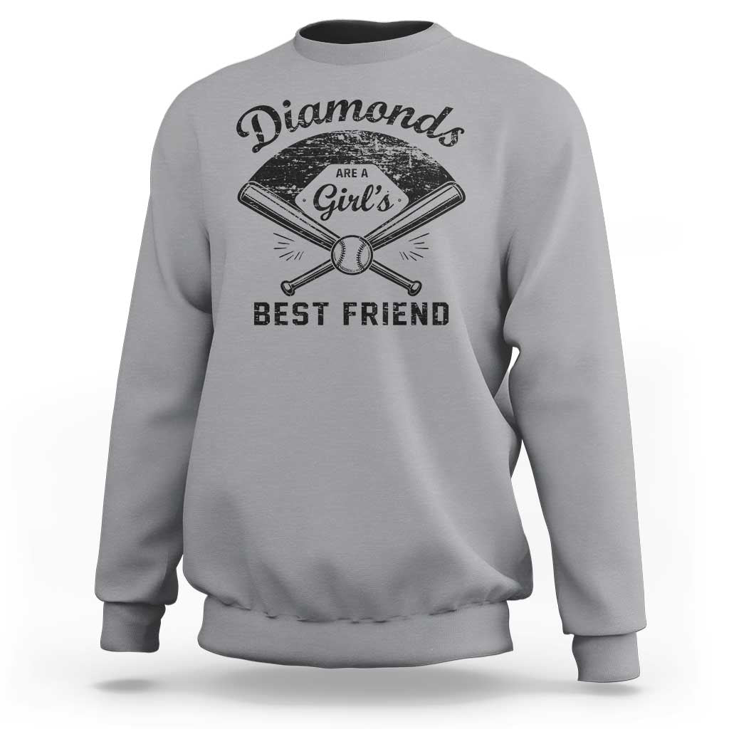 Softball Mom Gift Sweatshirt Diamonds Are A Girls Best Friend