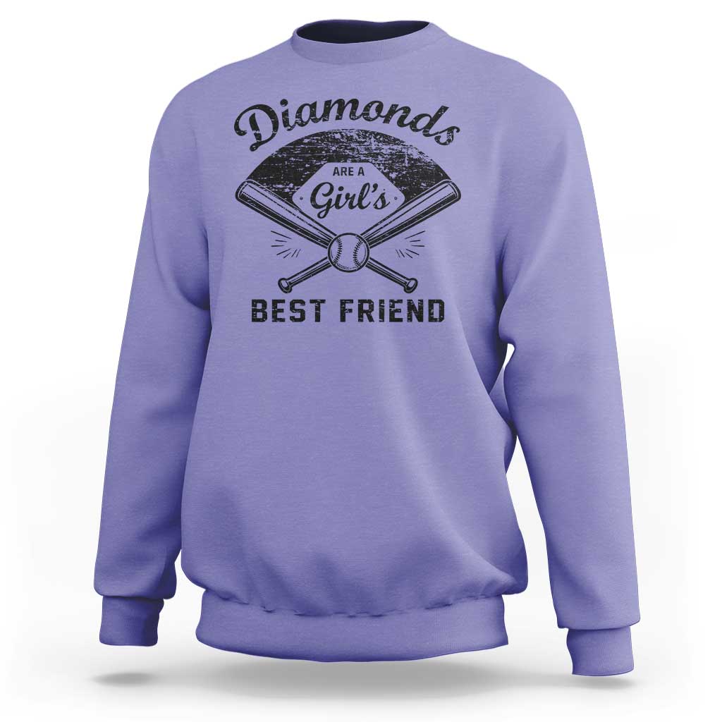 Softball Mom Gift Sweatshirt Diamonds Are A Girls Best Friend
