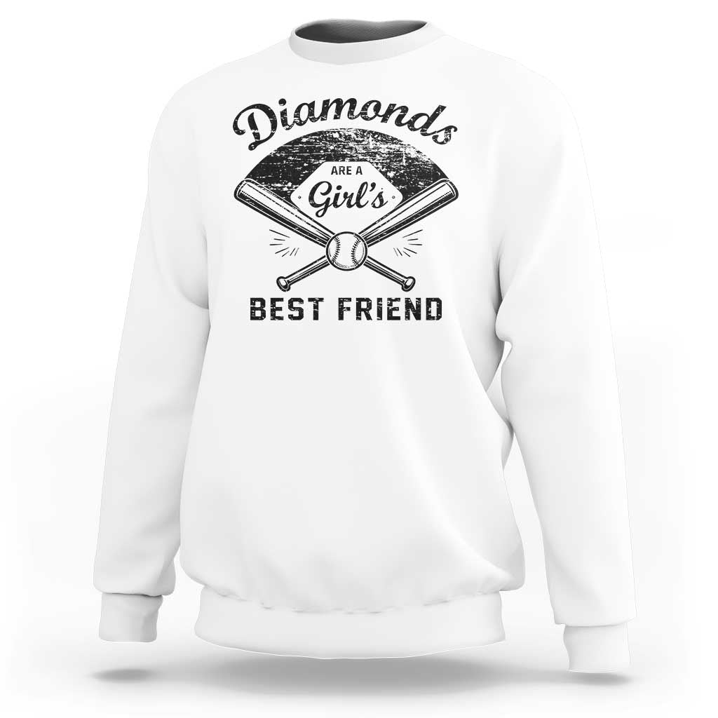 Softball Mom Gift Sweatshirt Diamonds Are A Girls Best Friend