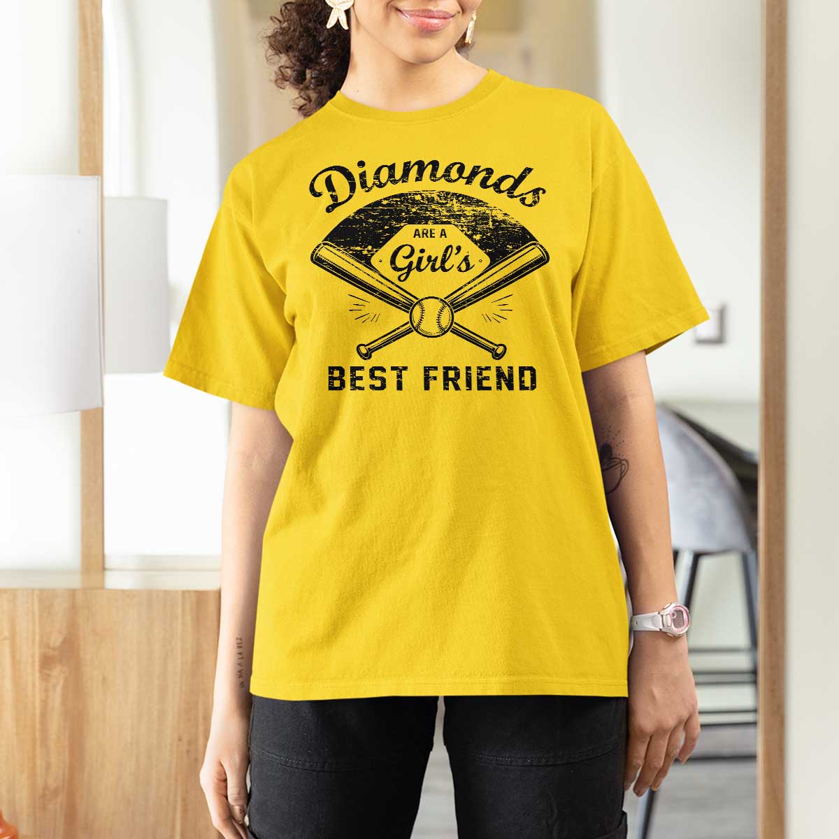Softball Mom Gift T Shirt For Women Diamonds Are A Girls Best Friend