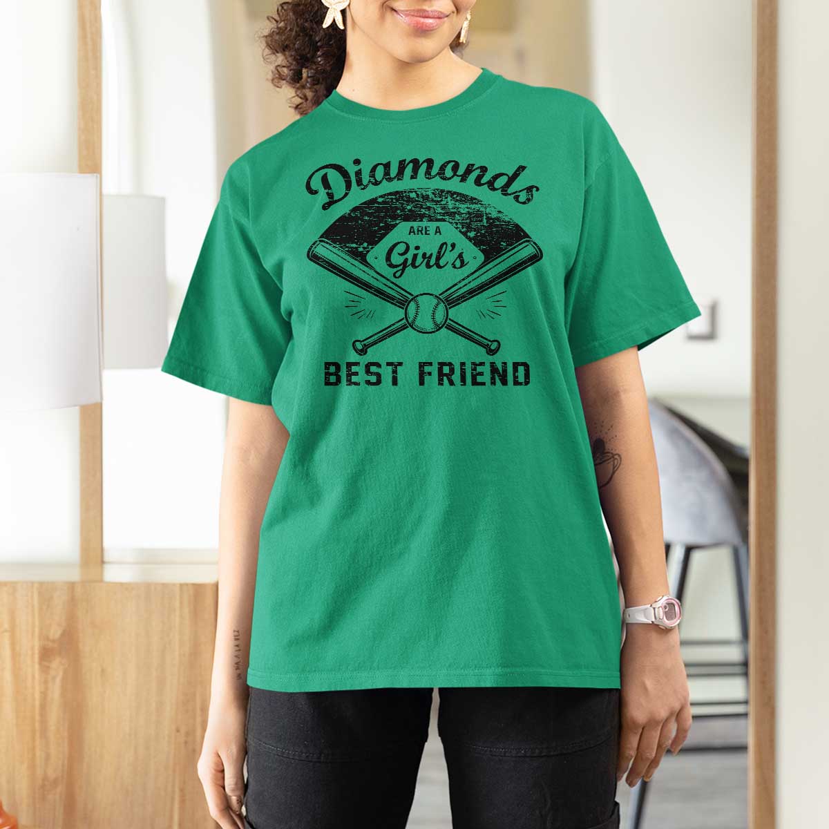 Softball Mom Gift T Shirt For Women Diamonds Are A Girls Best Friend